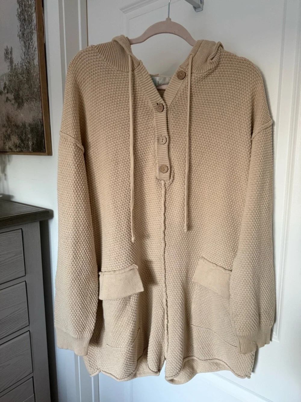 Free People Cream Knit Hooded Romper